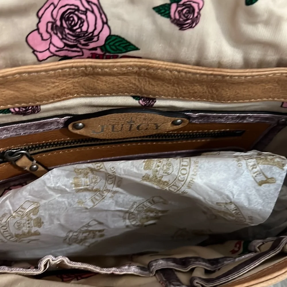 New Vintage Juicy Couture Beige Leather Satchel Bag NWT - Picture 10 of 13